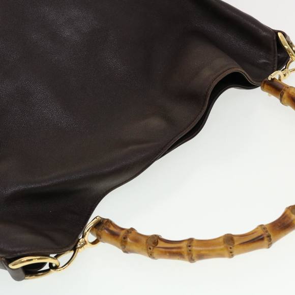 GUCCI Bamboo Hand Bag Leather 2way Black 001.2852.1577.0 Auth bs5868 - Picture 6 of 16
